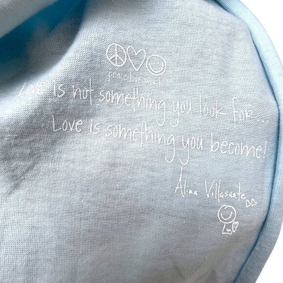 Peace Love World Oversized Scarf Light Blue Oblong Heart Peace Sign 14x84 NWT - Picture 9 of 9